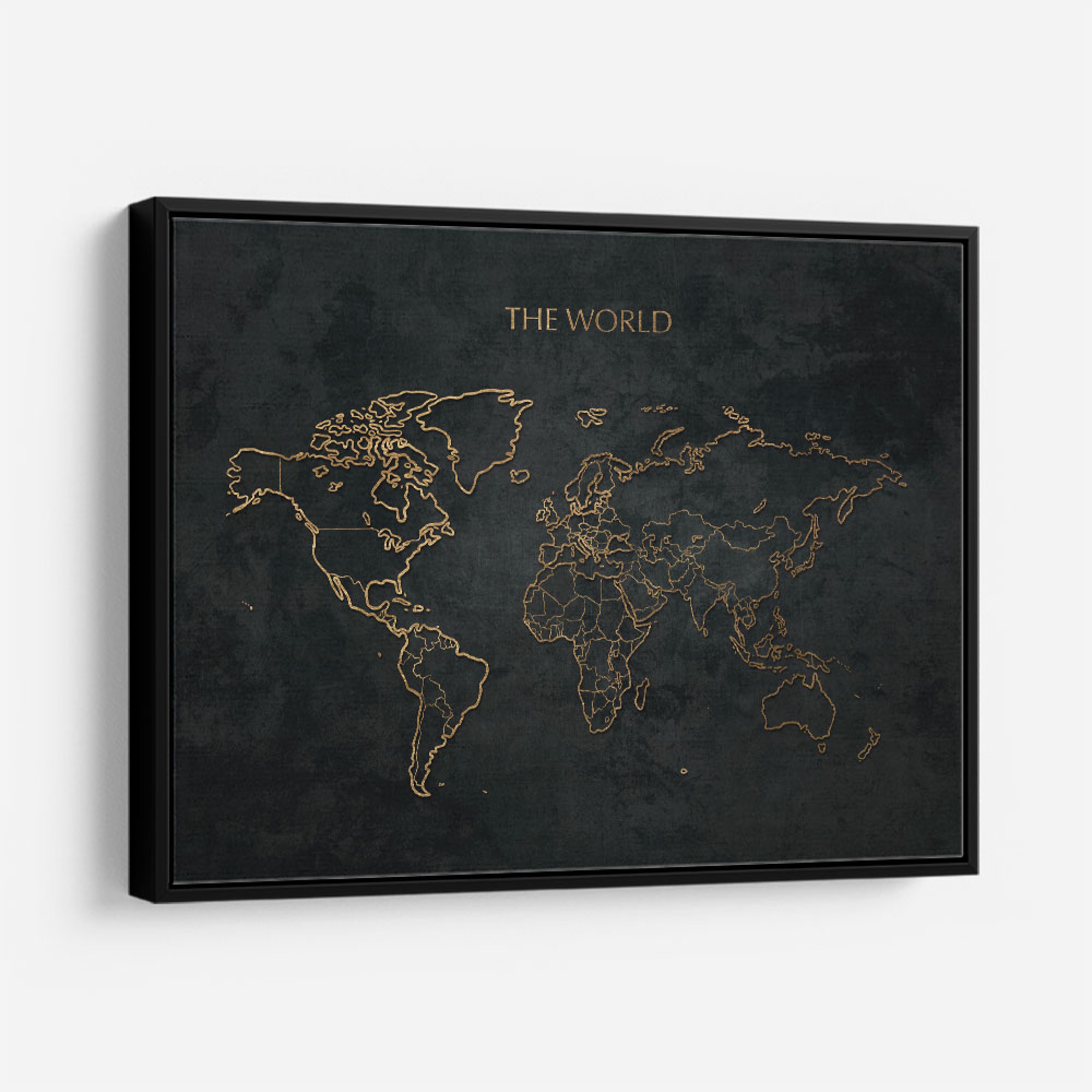 The World Gold & Black Map Wall Art